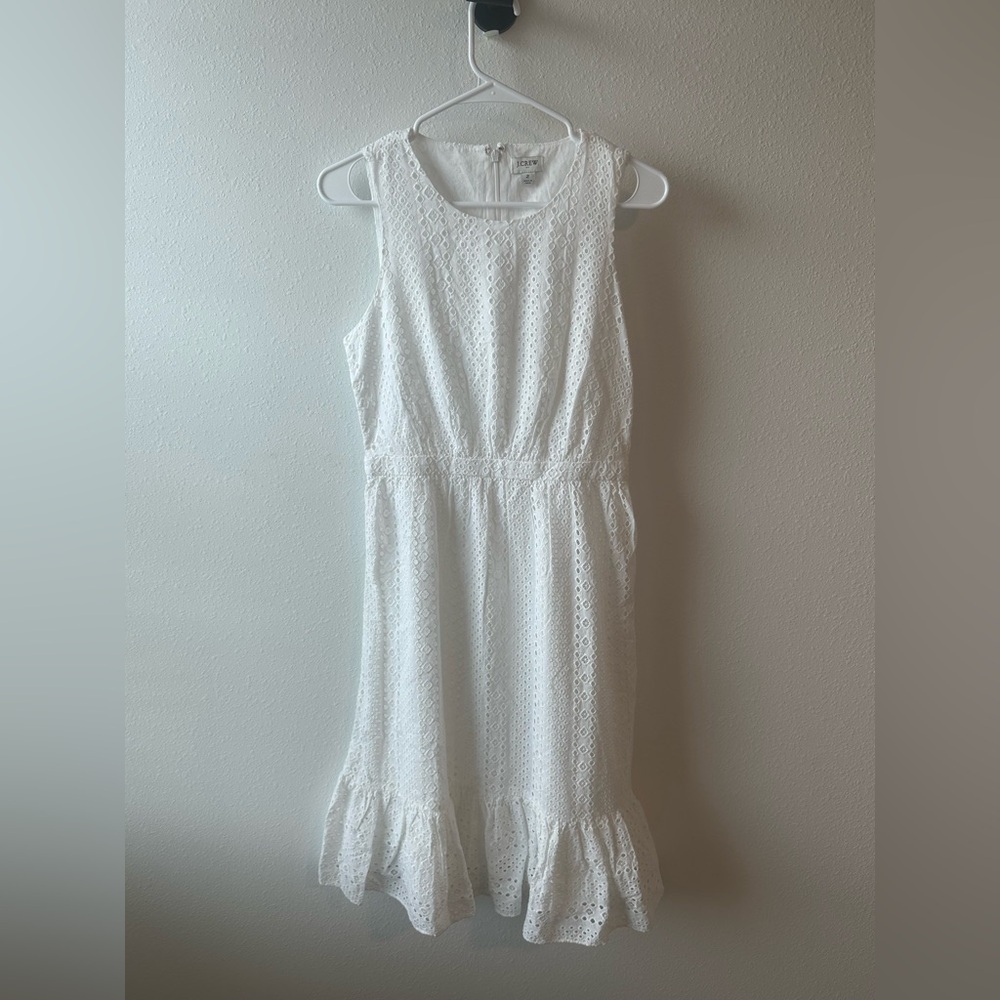 J. Crew White Eyelet Midi Dress